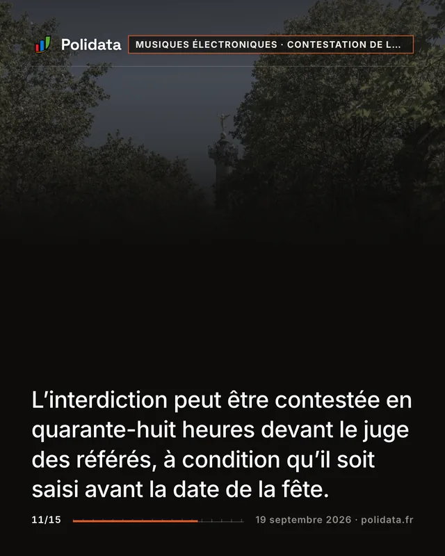 L’interdiction peut être contestée en quarante-huit heures devant le juge des référés, à condition qu’il soit saisi avant la date de la fête.