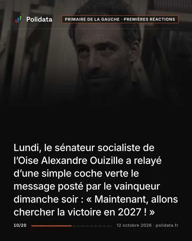 Lundi, le sénateur socialiste de l’Oise Alexandre Ouizille a relayé d’une simple coche verte le message posté par le vainqueur dimanche soir : « Maintenant, allons chercher la victoire en 2027 ! »