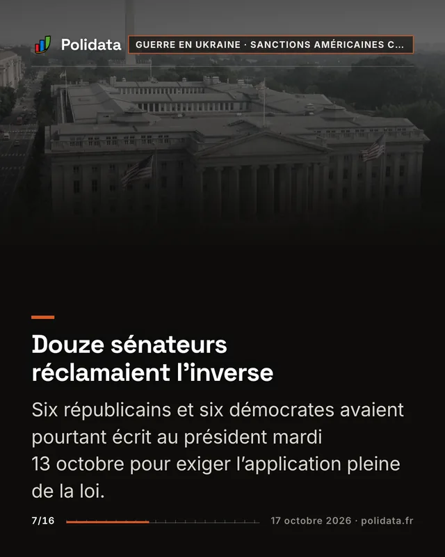 Douze sénateurs réclamaient l’inverse Six républicains et six démocrates avaient pourtant écrit au président mardi 13 octobre pour exiger l’application pleine de la loi.