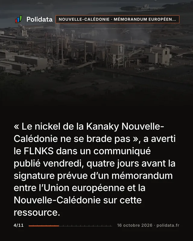 « Le nickel de la Kanaky Nouvelle-Calédonie ne se brade pas », a averti le FLNKS dans un communiqué publié vendredi, quatre jours avant la signature prévue d’un mémorandum entre l’Union européenne et la Nouvelle-Calédonie sur cette ressource.