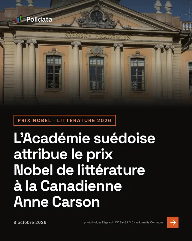 prix nobel · littérature 2026. L’Académie suédoise attribue le prix Nobel de littérature à la Canadienne Anne Carson