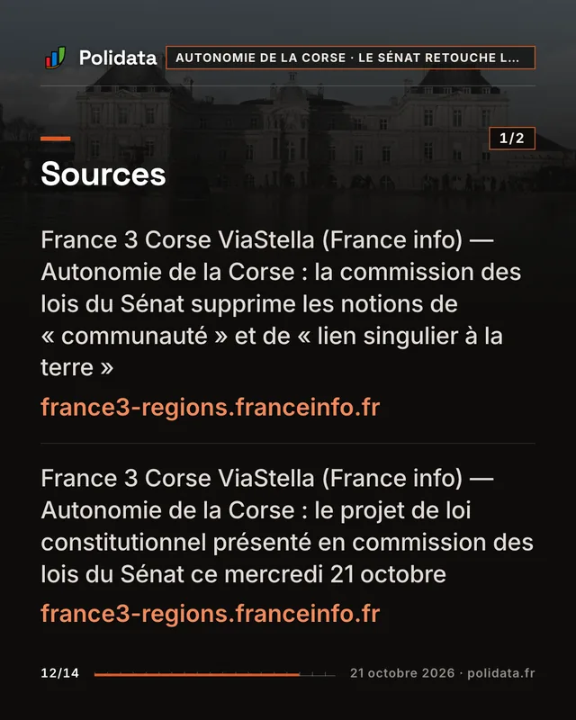 Diapositive 12 sur 14 — La commission des lois du Sénat retire la « communauté » corse du texte sur l’autonomie