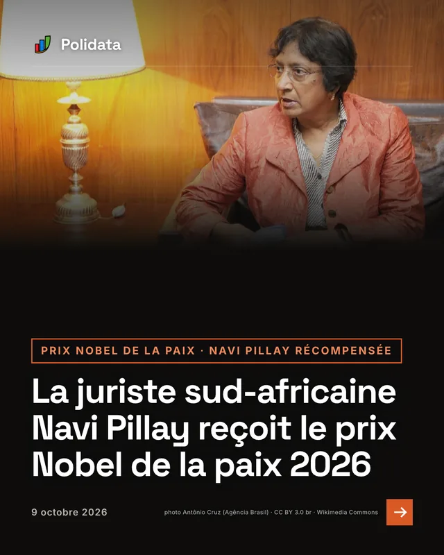 prix nobel de la paix · navi pillay récompensée. La juriste sud-africaine Navi Pillay reçoit le prix Nobel de la paix 2026