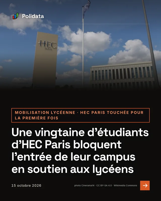 mobilisation lycéenne · hec paris touchée pour la première fois. Une vingtaine d’étudiants d’HEC Paris bloquent l’entrée de leur campus en soutien aux lycéens