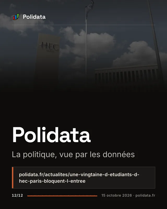 Diapositive 12 sur 12 — Une vingtaine d’étudiants d’HEC Paris bloquent l’entrée de leur campus en soutien aux lycéens
